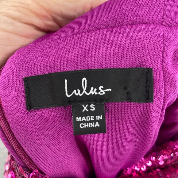 Lulus Dress Women Extra Small Hilaria Fuschia Sequin Bodycon Surplice Mini Party - Picture 6 of 12